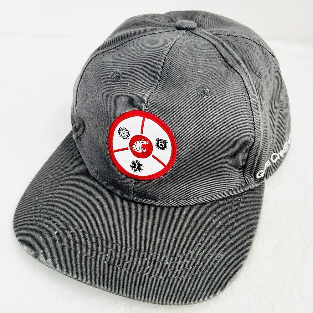 Washington State Cougars Fire Dept Police Patch Hat Cap Snapback Adjustable Gray